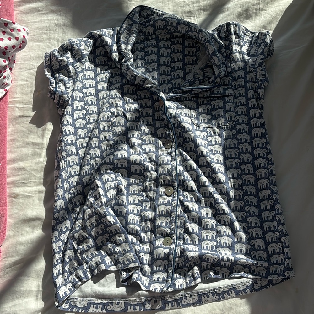 WORN LIGHTLY ROLLER RABBIT BLUE ELEPHANT PJAMAS POLO!!